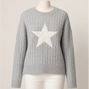 Hippie Rose XL Gray Cable Knit Star Sweater